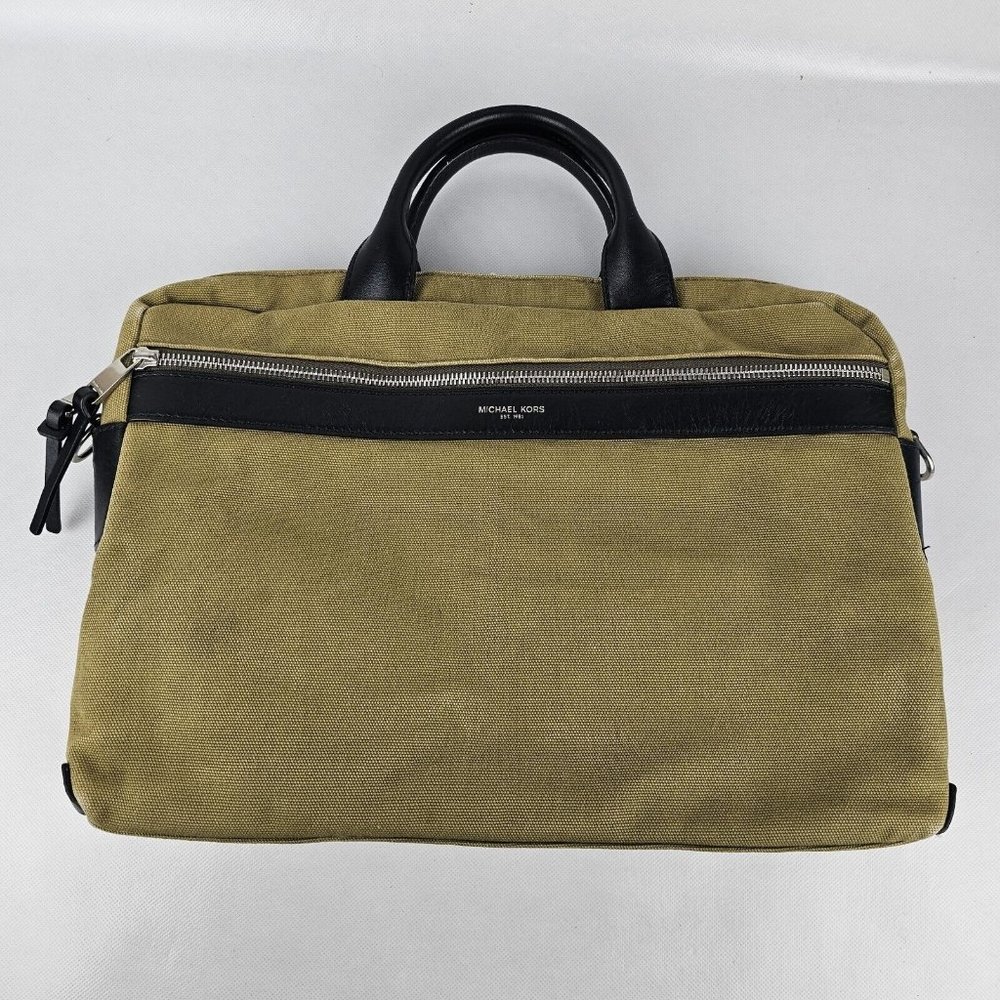 Michael Kors Moss Green Medium Canvas Grant Briefcase NO STRAP-READ DESCRIPTION